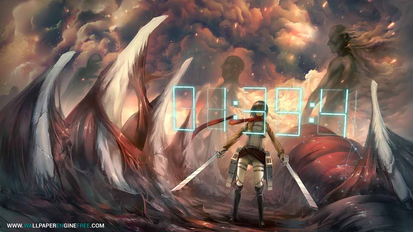 Anime On Titan D Digital Clock Wallpaper Engine Anime On Titan D Digital Clock Wallpaper Engine